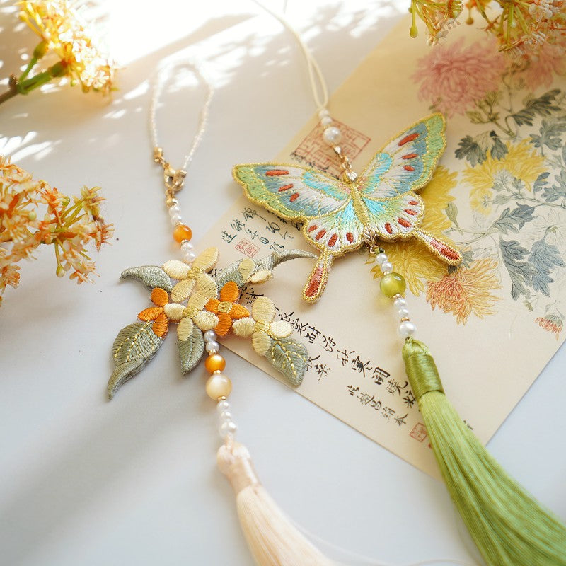 Embroidered pendant