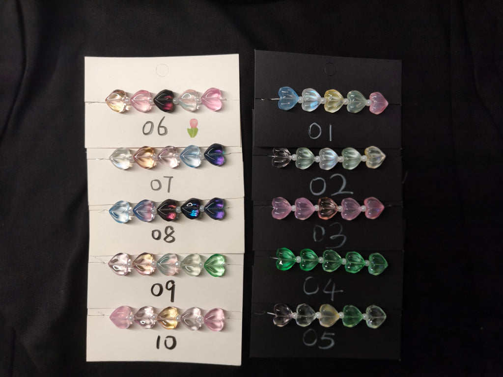 Glass Iridescent Heart-Shaped Bead Accessories