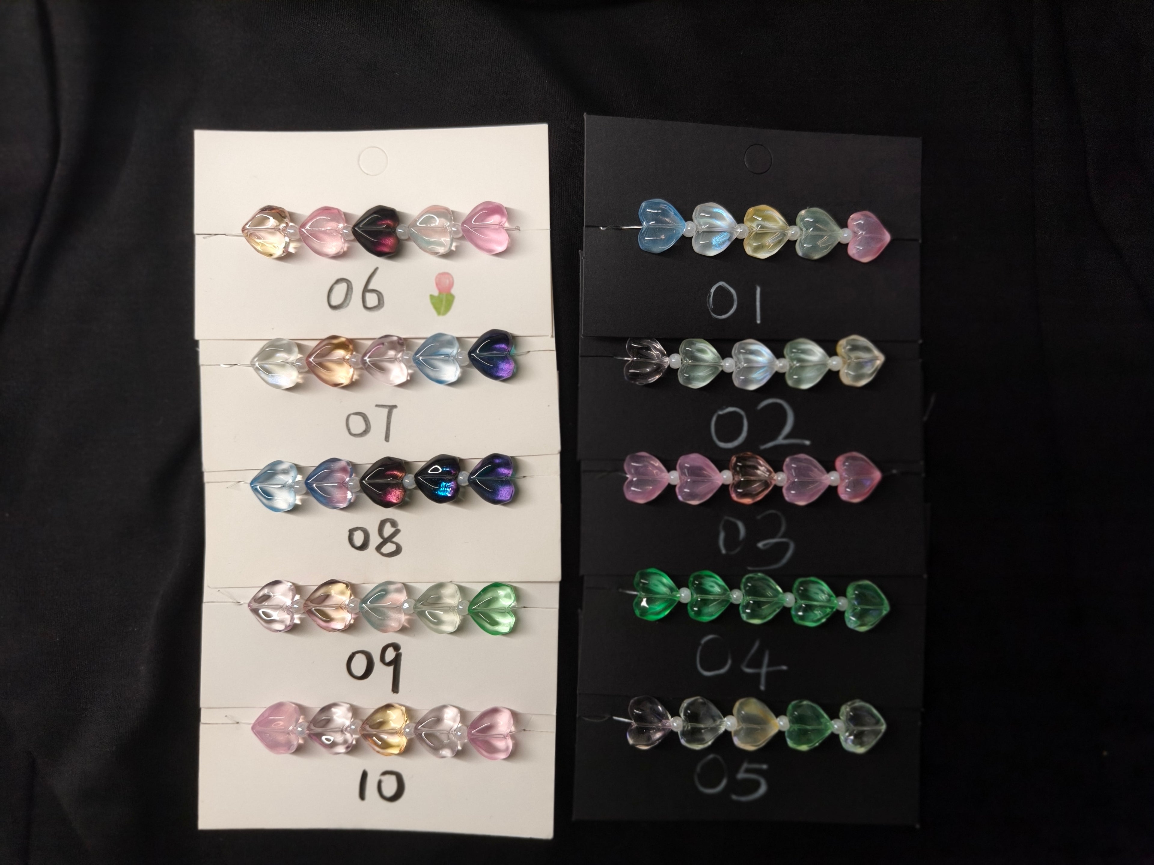 Glass Iridescent Heart-Shaped Bead Accessories