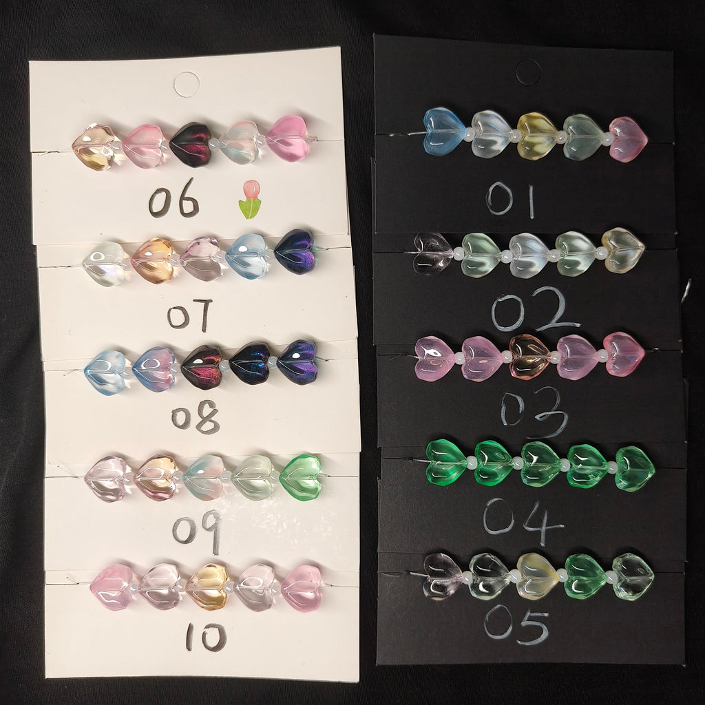 Glass Iridescent Heart-Shaped Bead Accessories