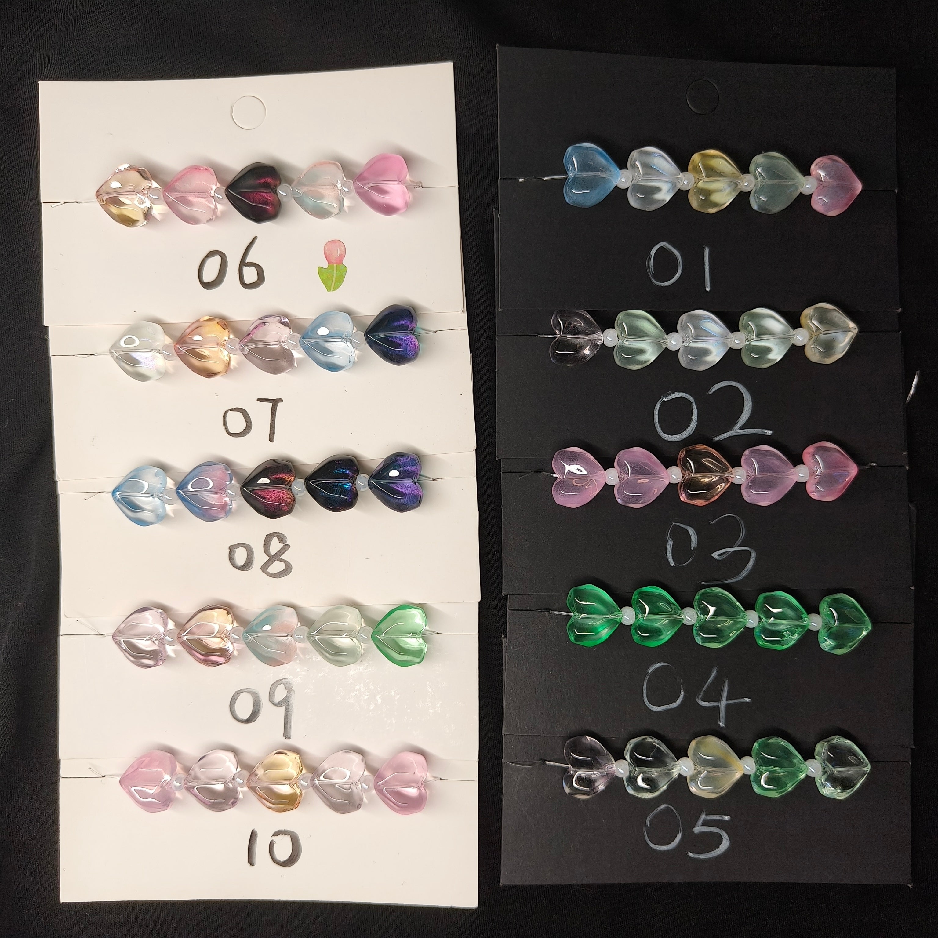Glass Iridescent Heart-Shaped Bead Accessories