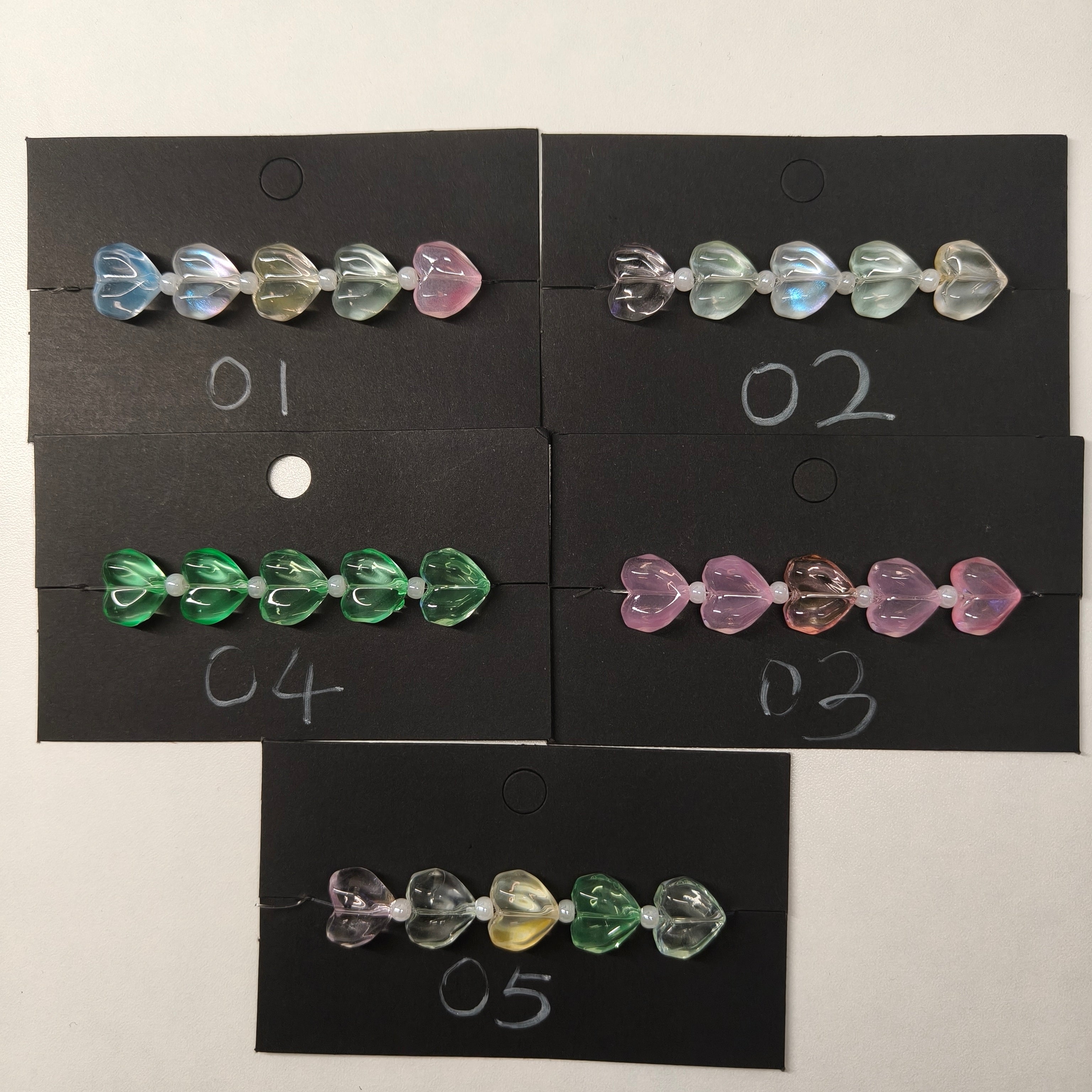Glass Iridescent Heart-Shaped Bead Accessories