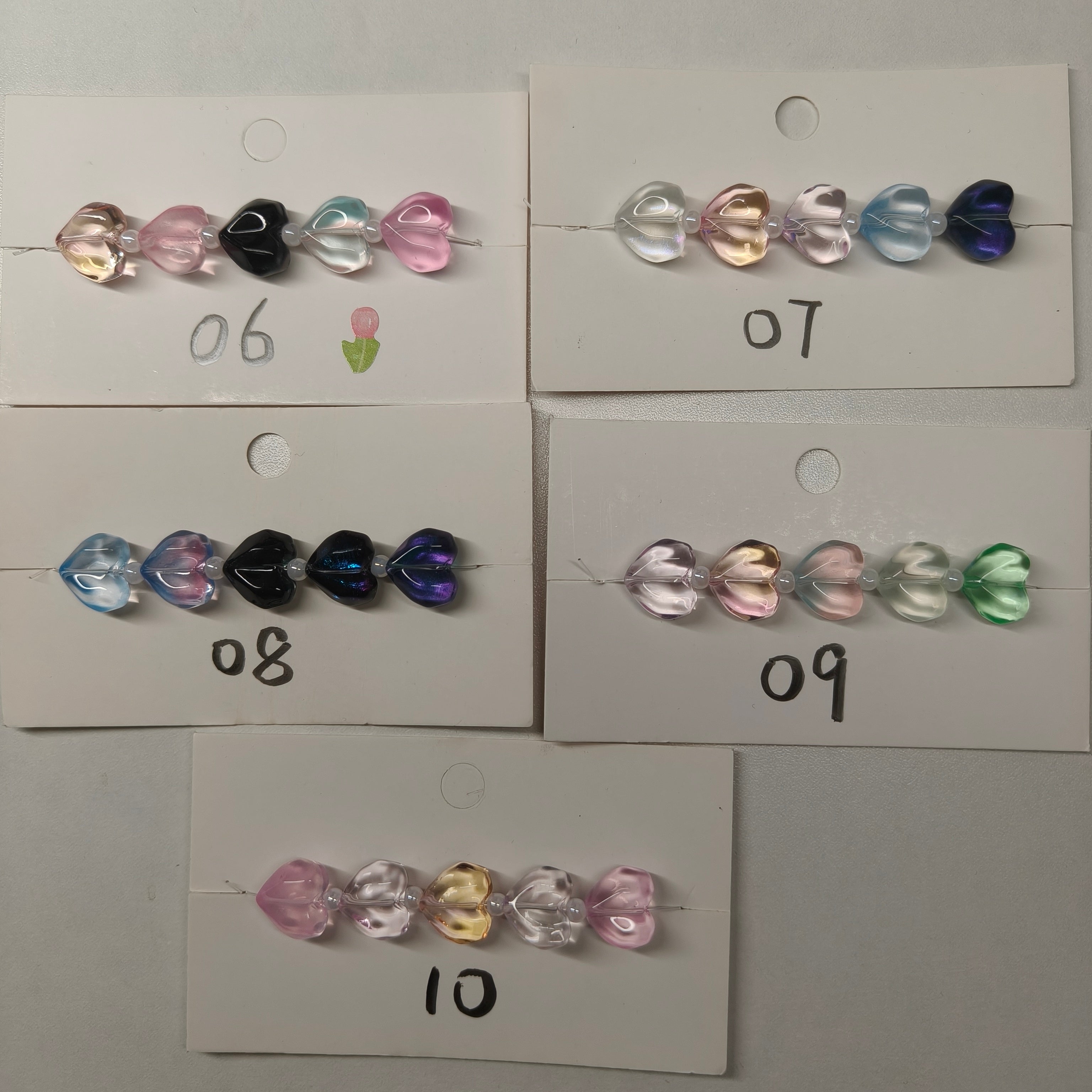 Glass Iridescent Heart-Shaped Bead Accessories